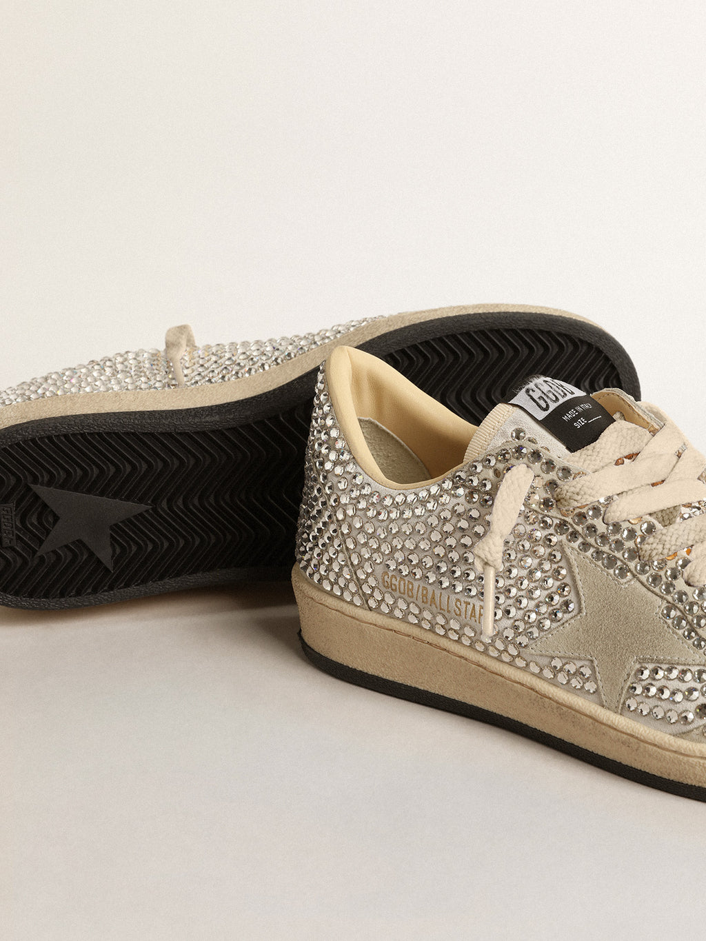 Ball Star LTD with Swarovski crystals and gray suede star| Golden Goose