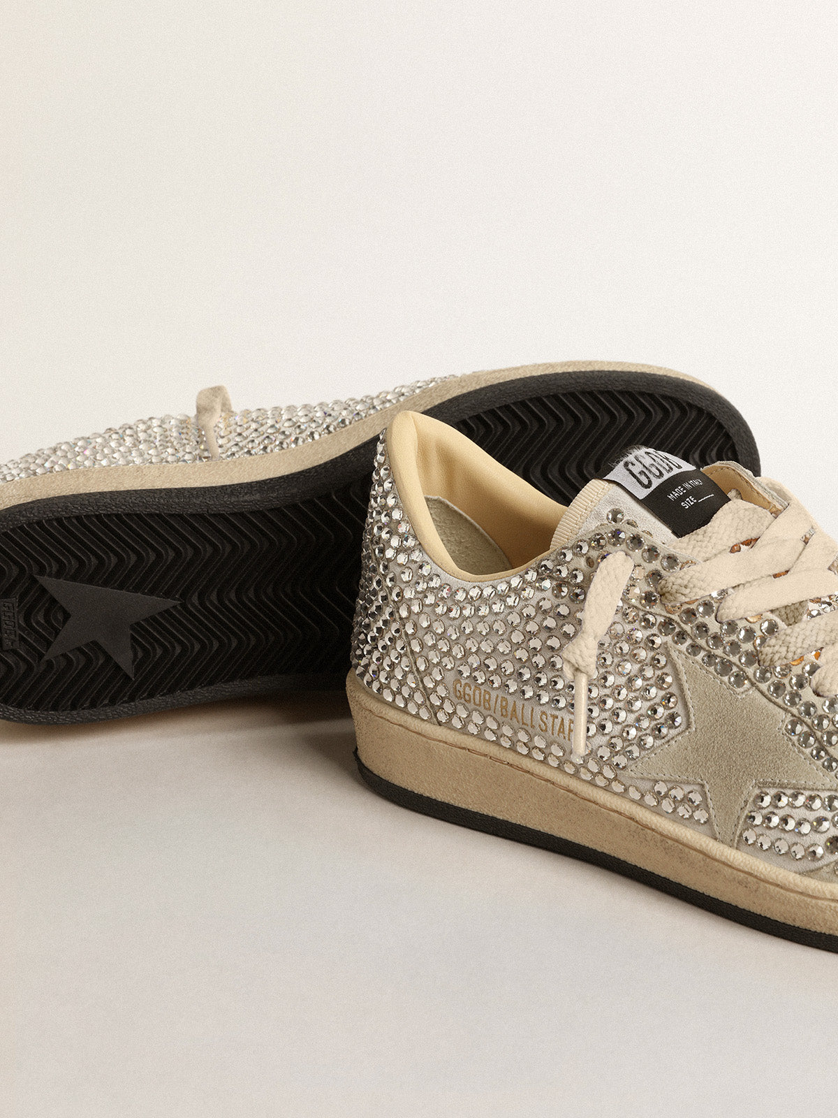 Ball Star LTD with Swarovski crystals and gray suede star| Golden Goose