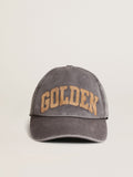 Hat in lilac-gray cotton with Golden lettering on the front| Golden Goose