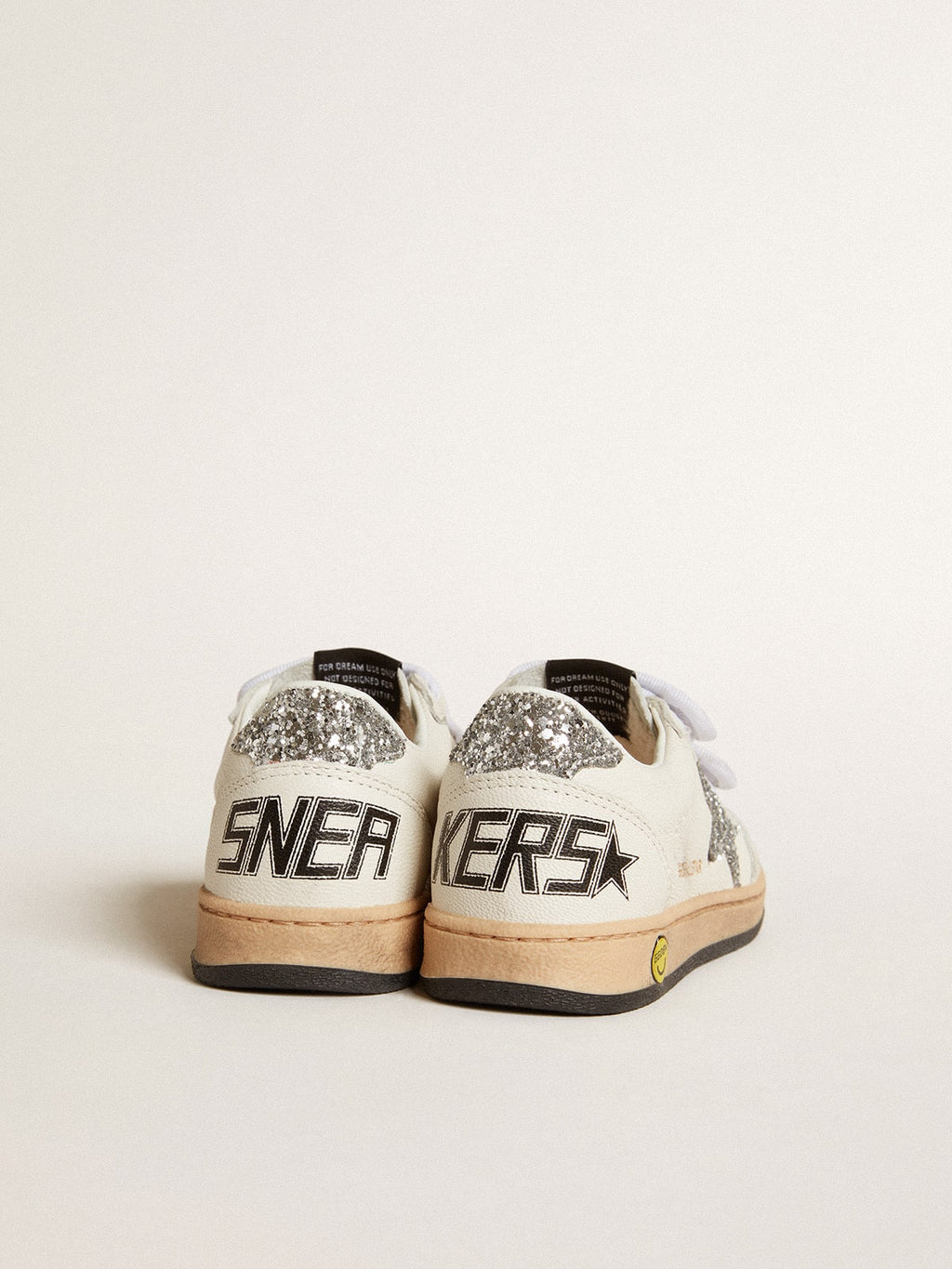 Ball Star Junior in nappa with silver glitter star and heel tab| Golden Goose