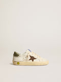 Super-Star Junior in nappa with suede star and green heel tab| Golden Goose