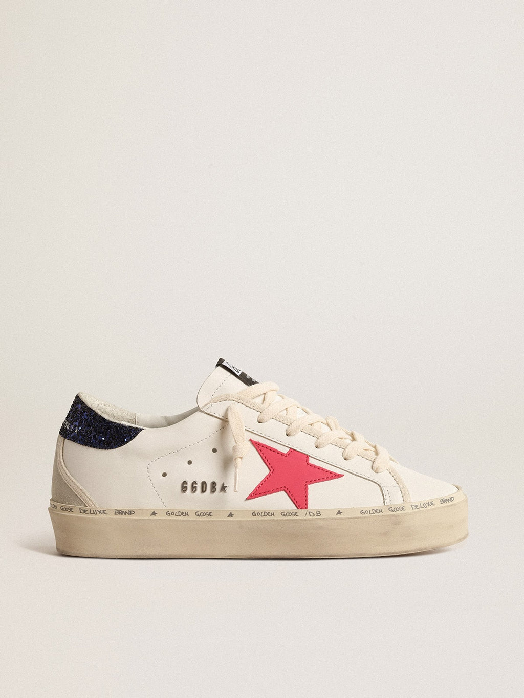 Hi Star with fuchsia leather star and blue glitter heel tab| Golden Goose
