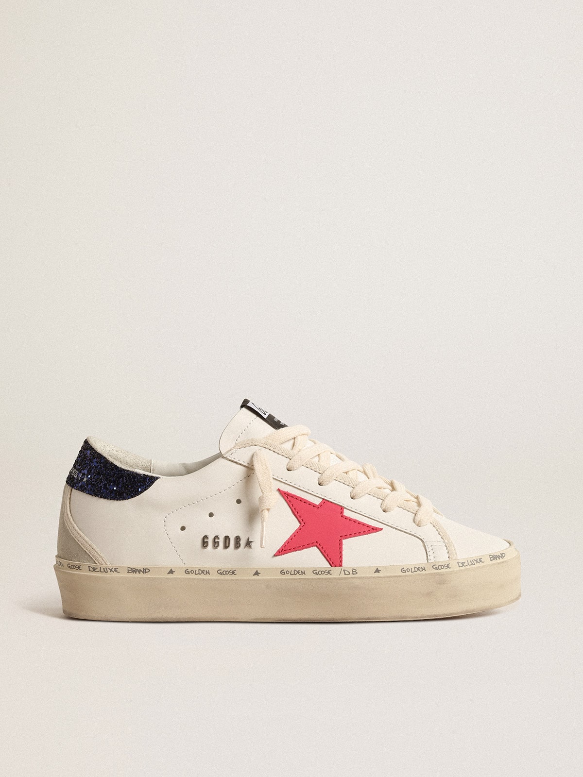 Hi Star with fuchsia leather star and blue glitter heel tab| Golden Goose
