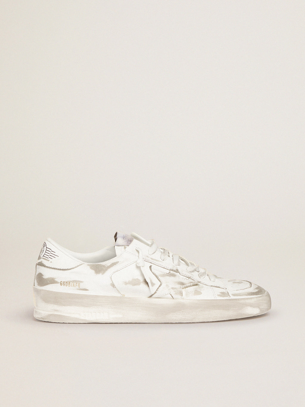 Men's Stardan in white leather with distressed effect| Golden Goose