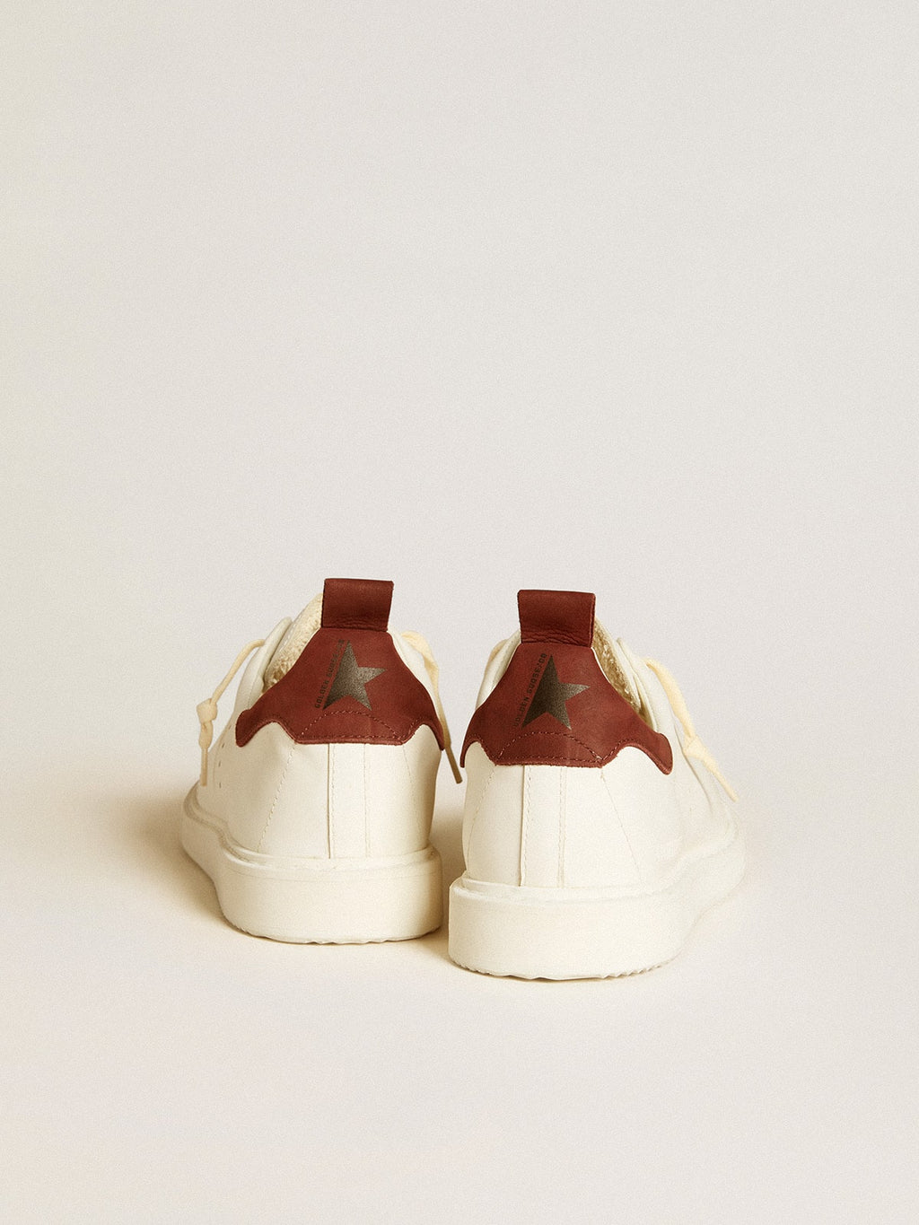 Men's Starter LTD in white leather with burgundy nubuck heel tab| Golden Goose