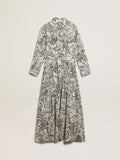 White dress with black toile de jouy print| Golden Goose