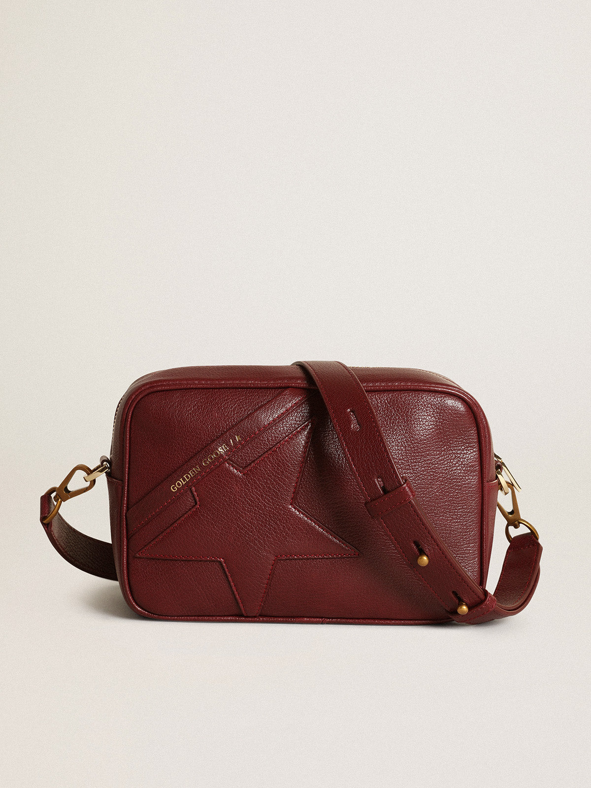 Women's Star Bag in burgundy leather with tone-on-tone star| Golden Goose
