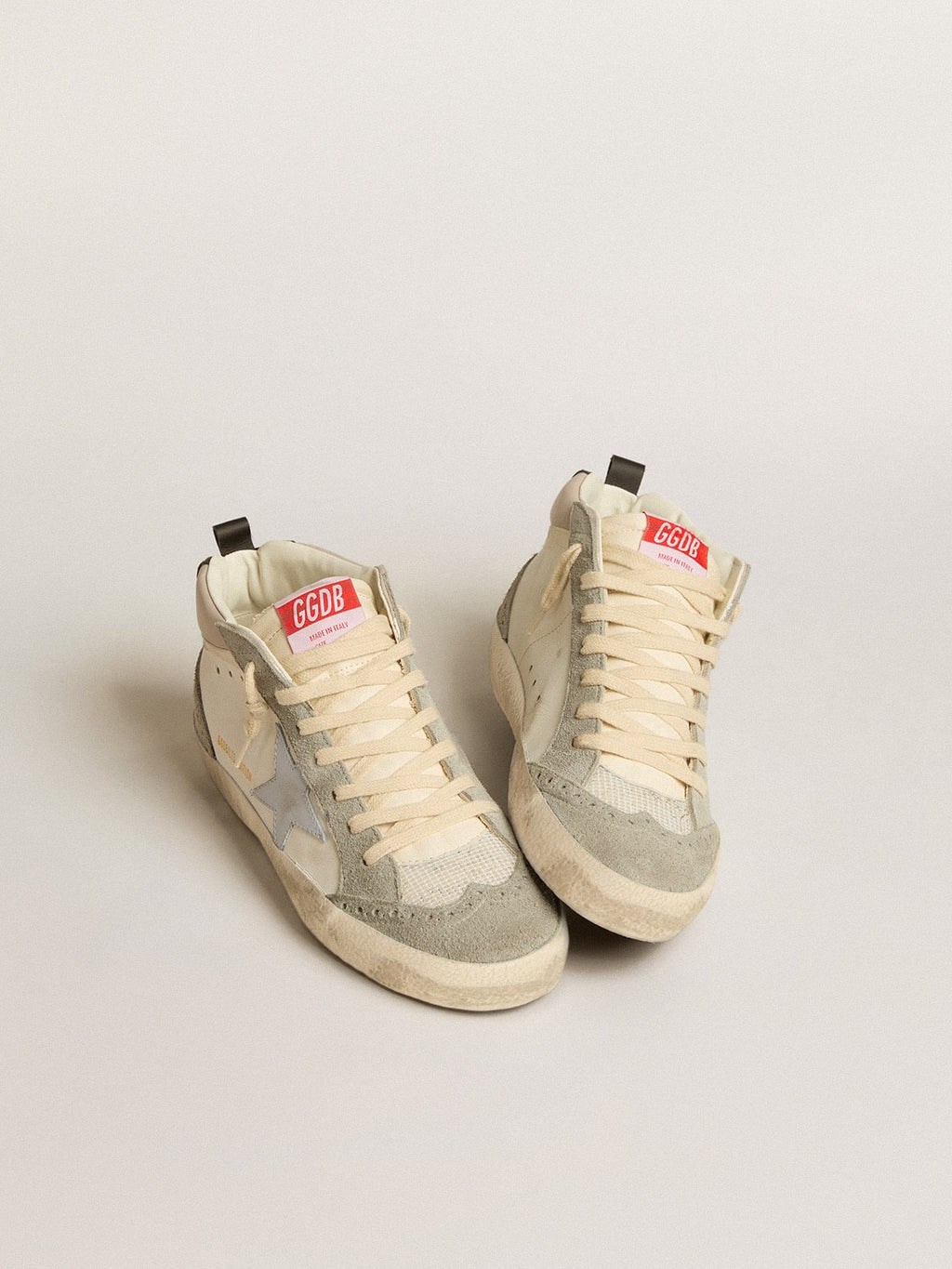 Mid Star LTD with light gray leather star and gray suede inserts| Golden Goose