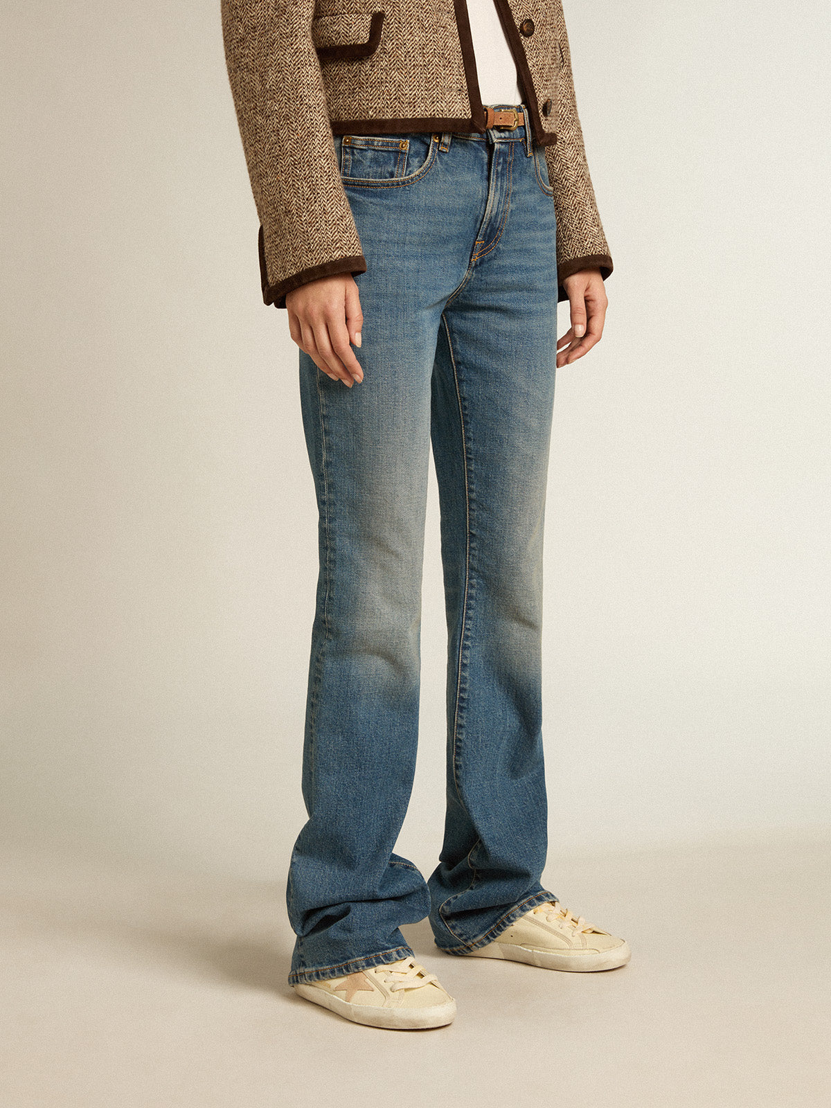 Blue jeans in elasticated fabric| Golden Goose