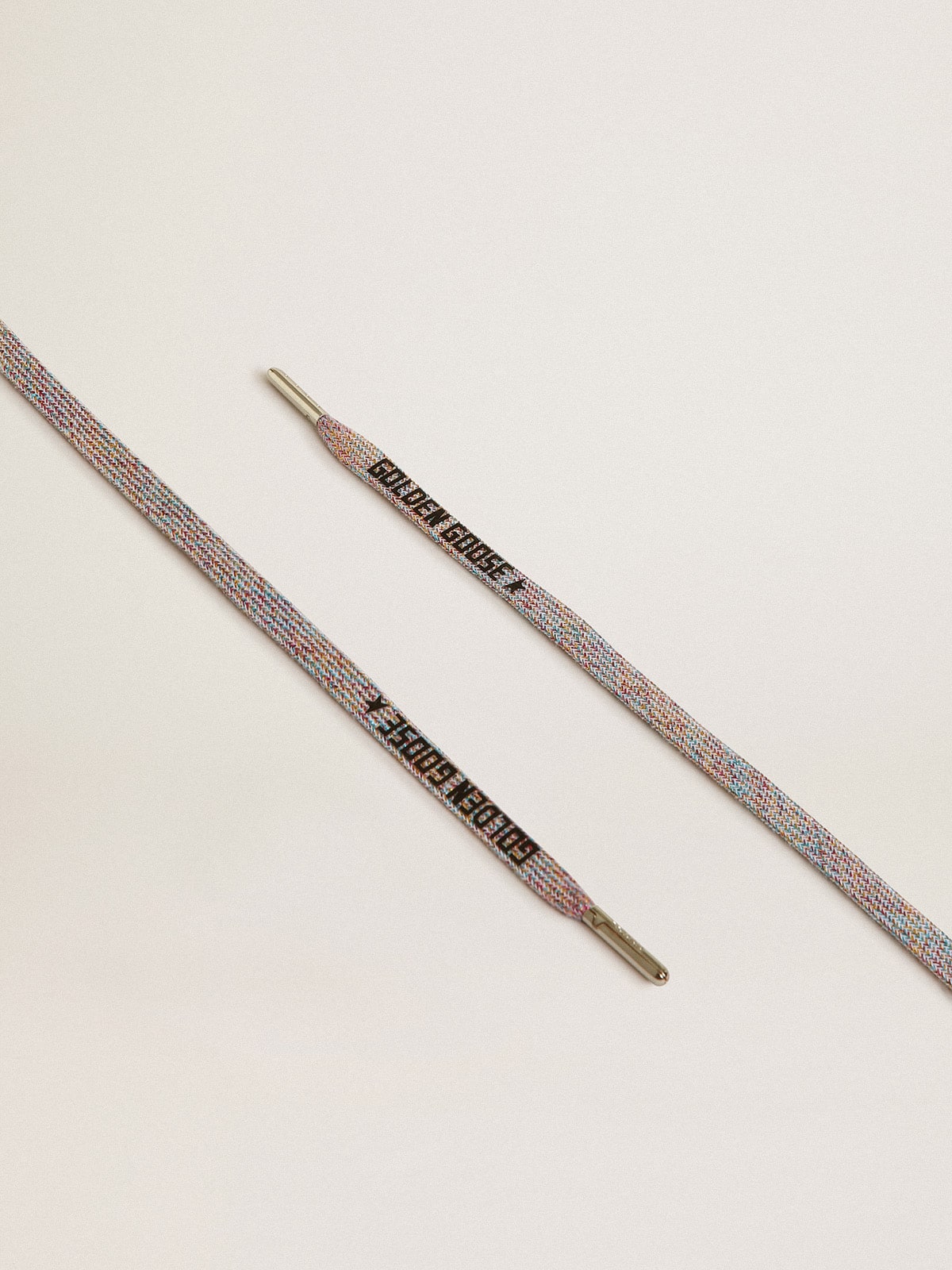 Multicolor Lurex laces with contrasting black logo| Golden Goose