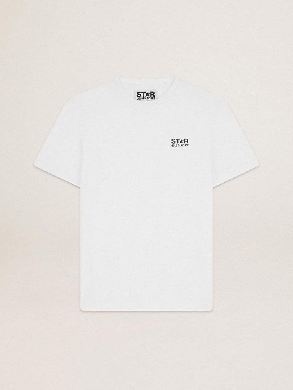 White Star Collection T-shirt with contrasting black logo and star| Golden Goose