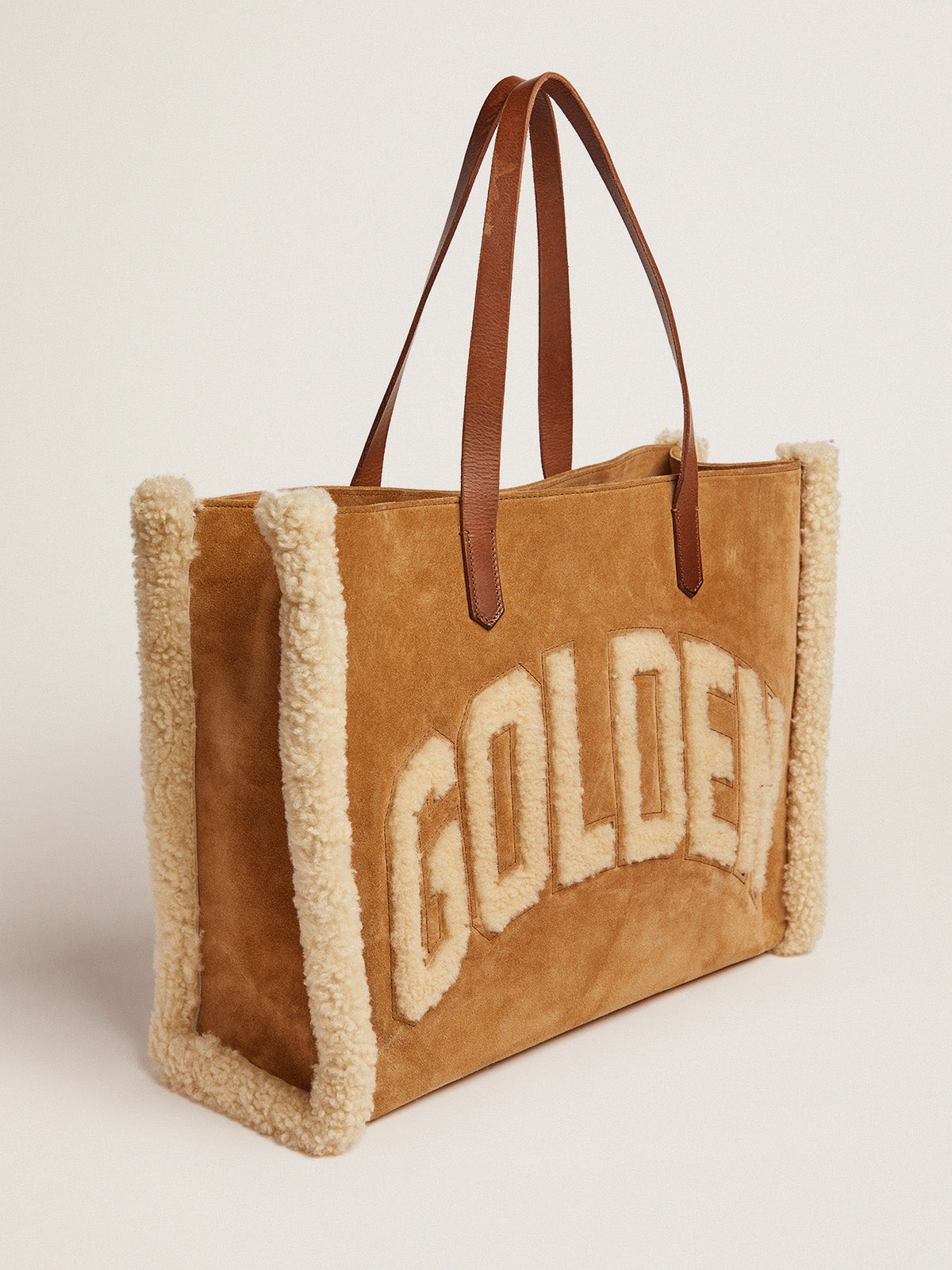 East-West California Bag in suede leather with shearling| Golden Goose
