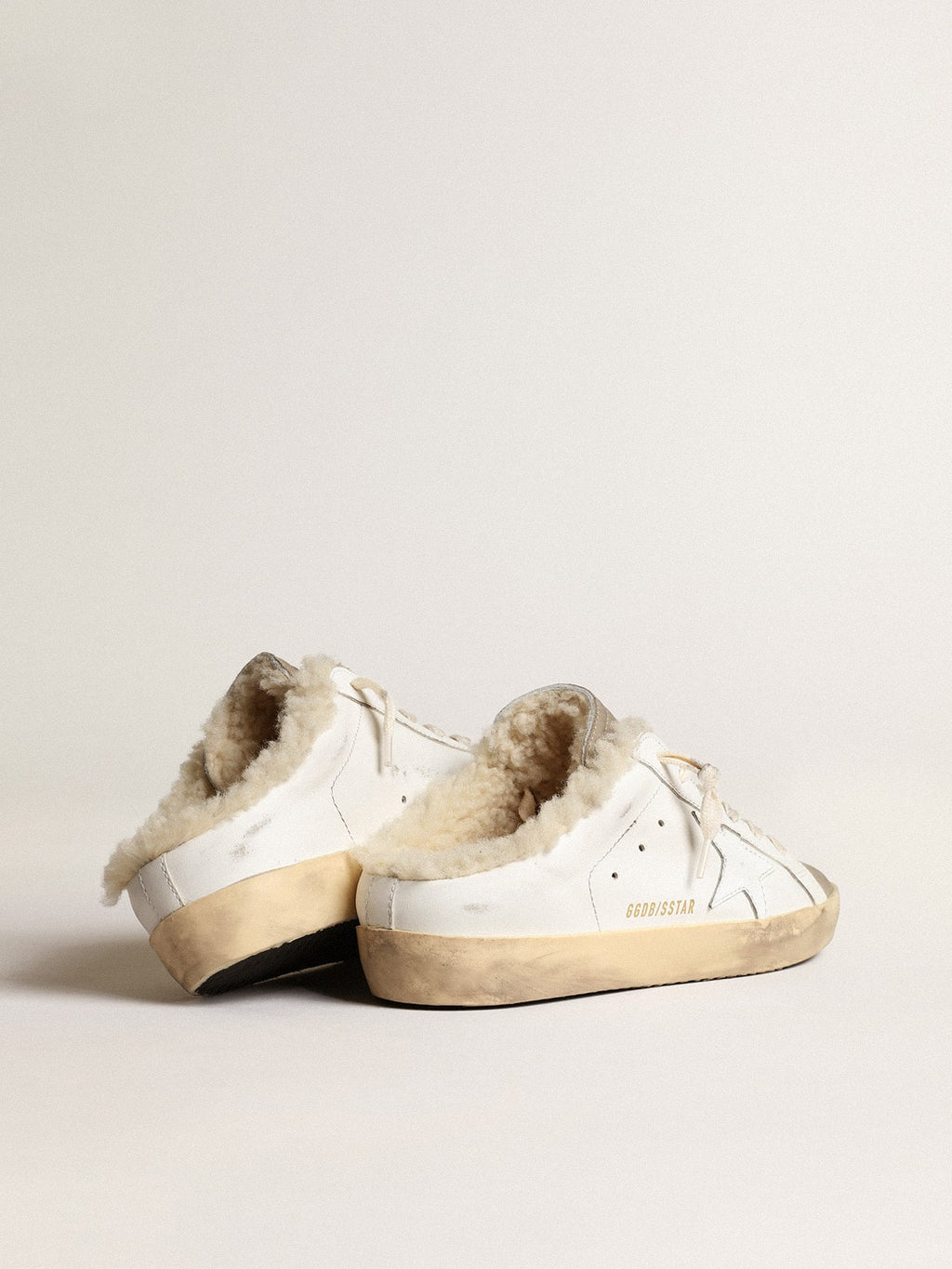 Super-Star Sabots with white leather star and shearling lining| Golden Goose