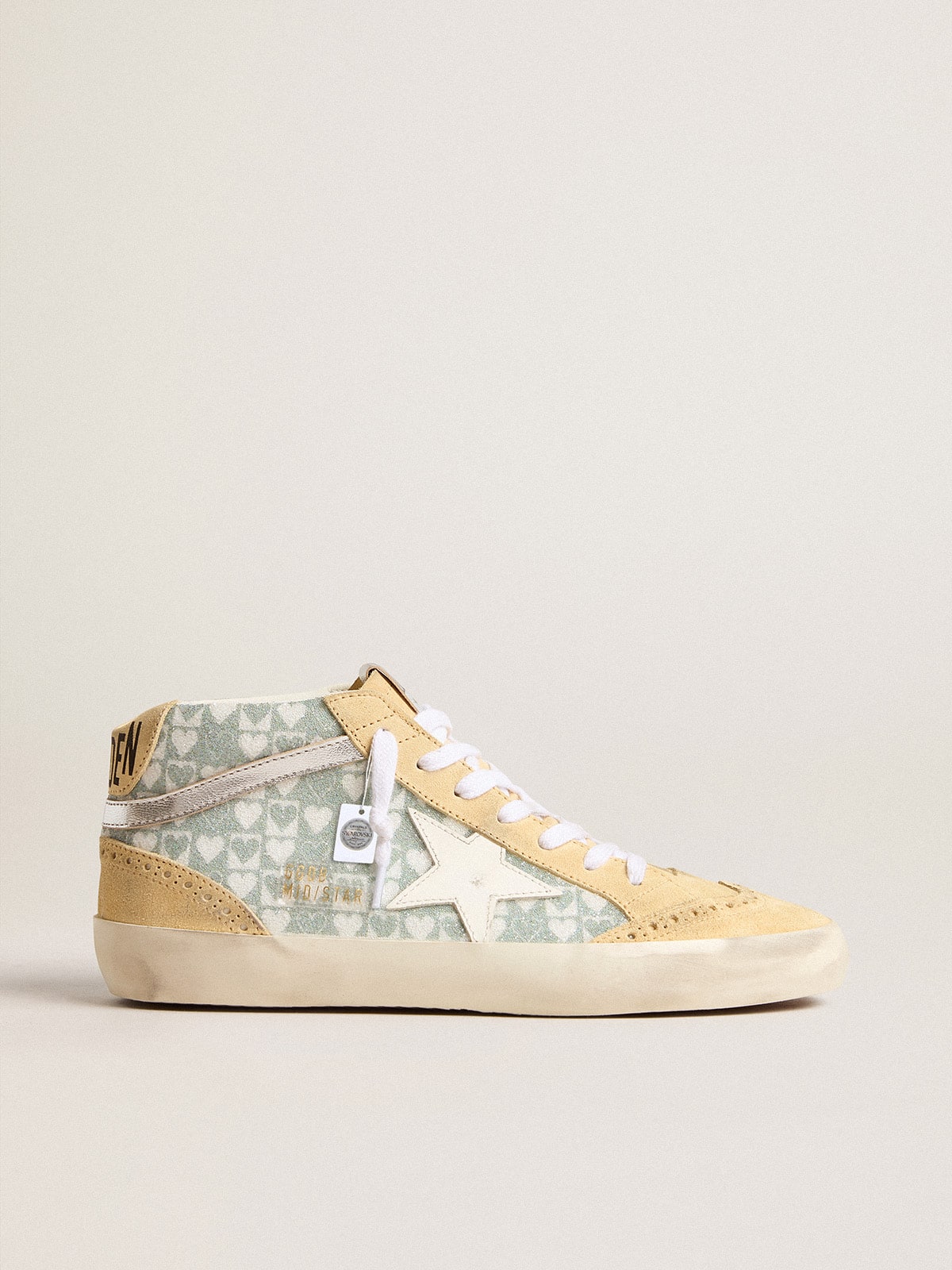 Mid Star with heart print in Swarovski crystals and silver flash| Golden Goose