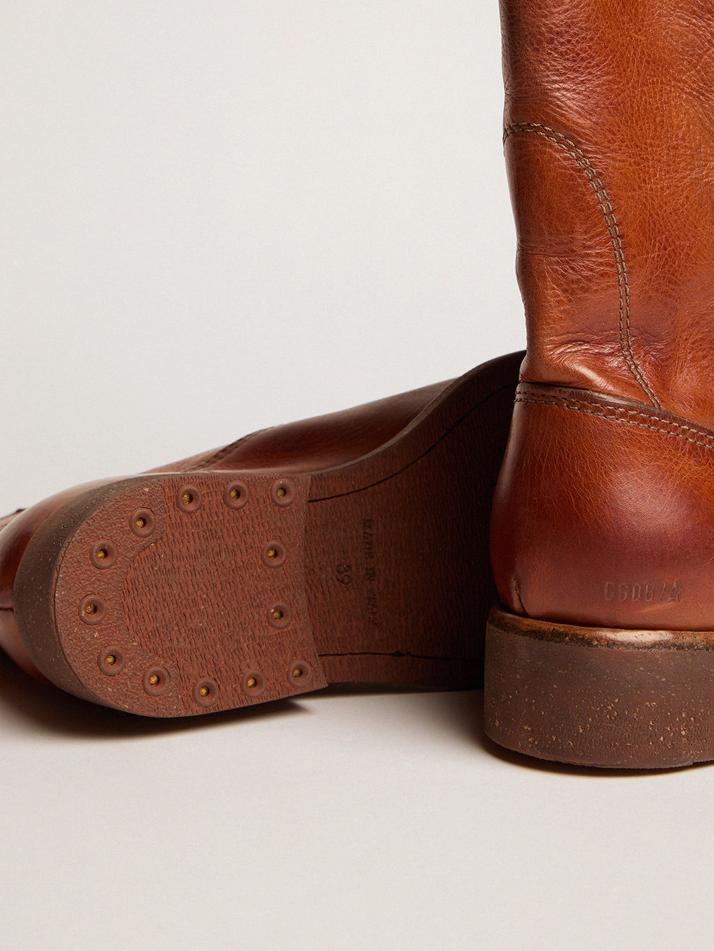 Biker boots in tan-colored leather| Golden Goose