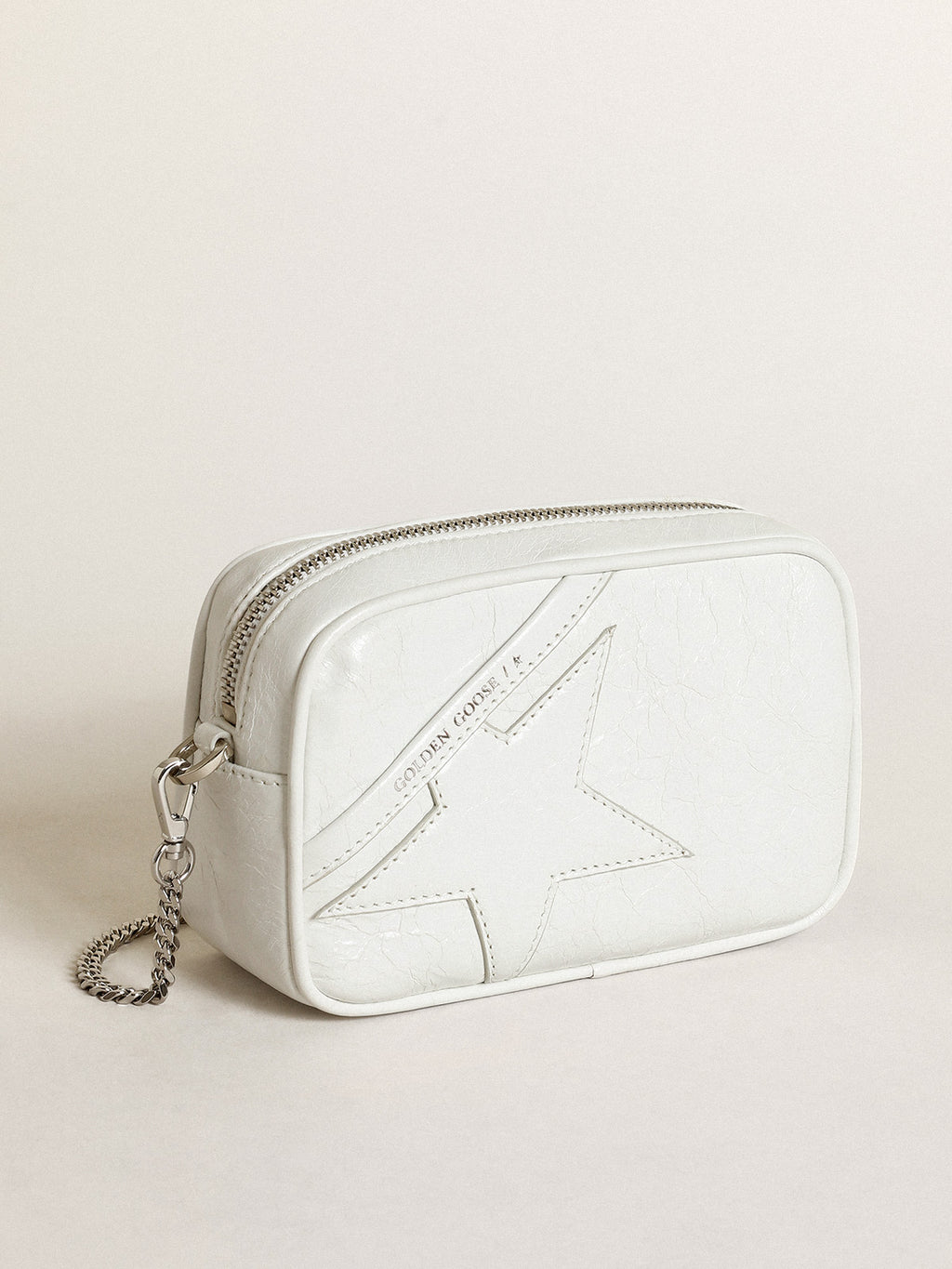 Women's Mini Star Bag in white glossy leather with tone-on-tone star| Golden Goose