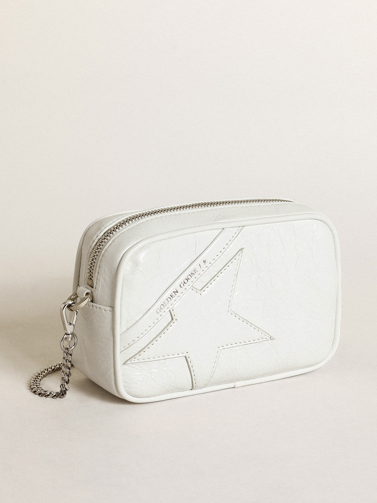 Women's Mini Star Bag in white glossy leather with tone-on-tone star| Golden Goose