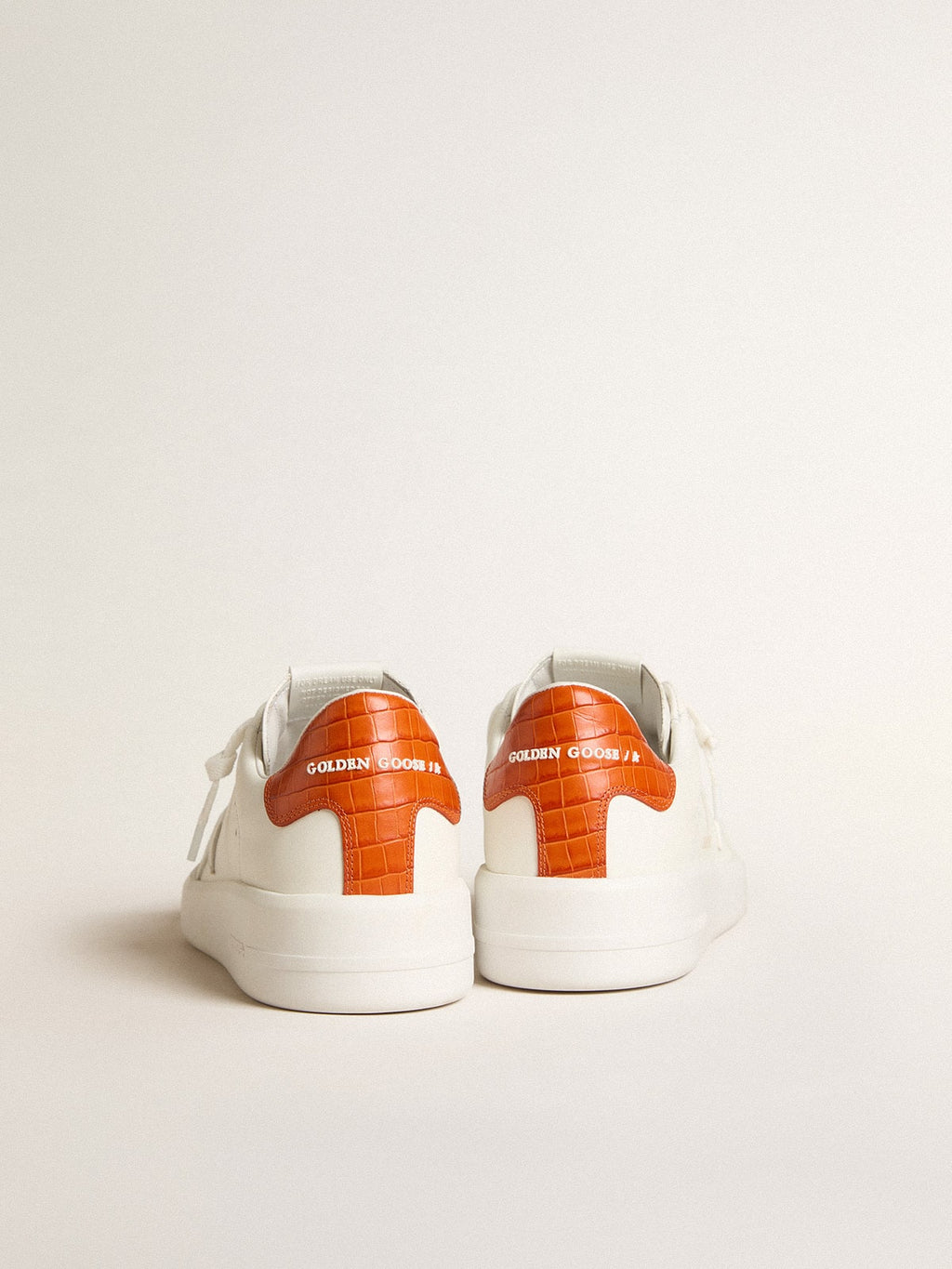 Men's Purestar with white leather star and orange heel tab| Golden Goose