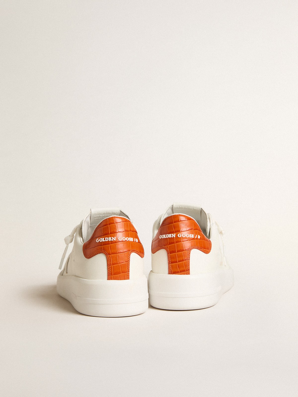 Men's Purestar with white leather star and orange heel tab| Golden Goose