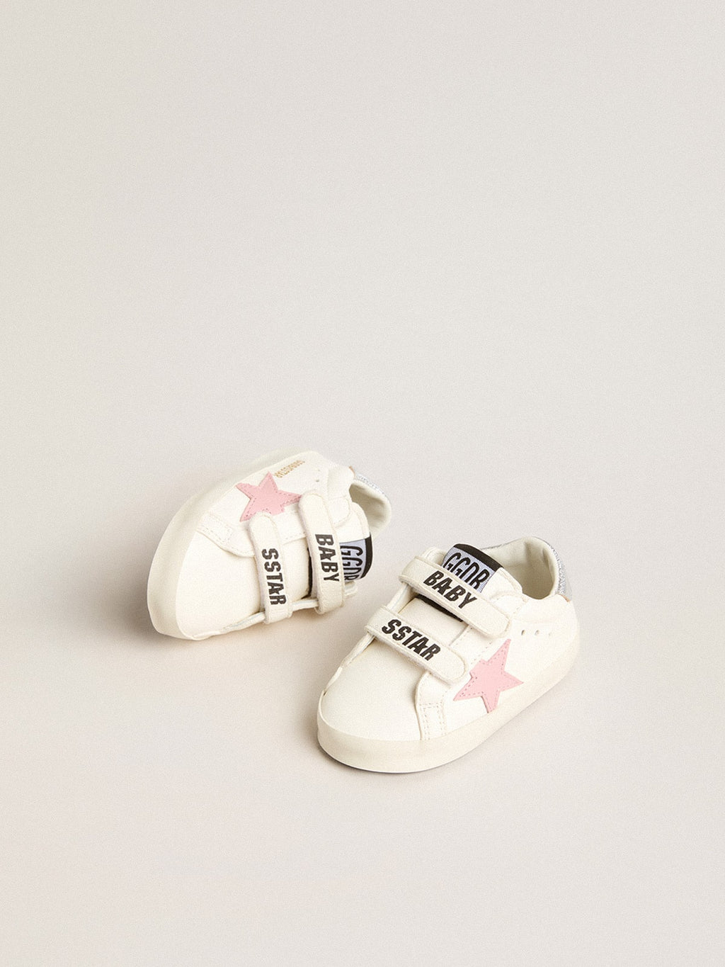 Baby Old School with pink leather star and silver leather heel tab| Golden Goose