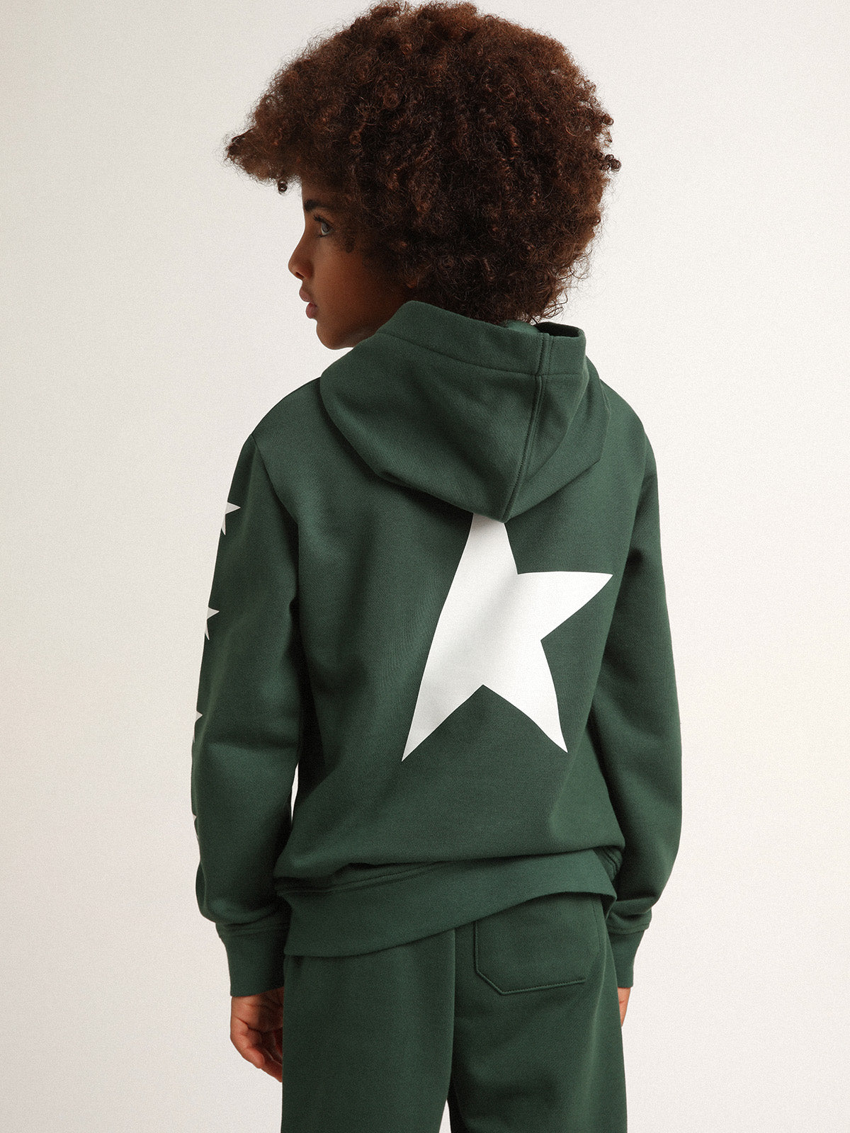 Bright green hooded sweatshirt| Golden Goose
