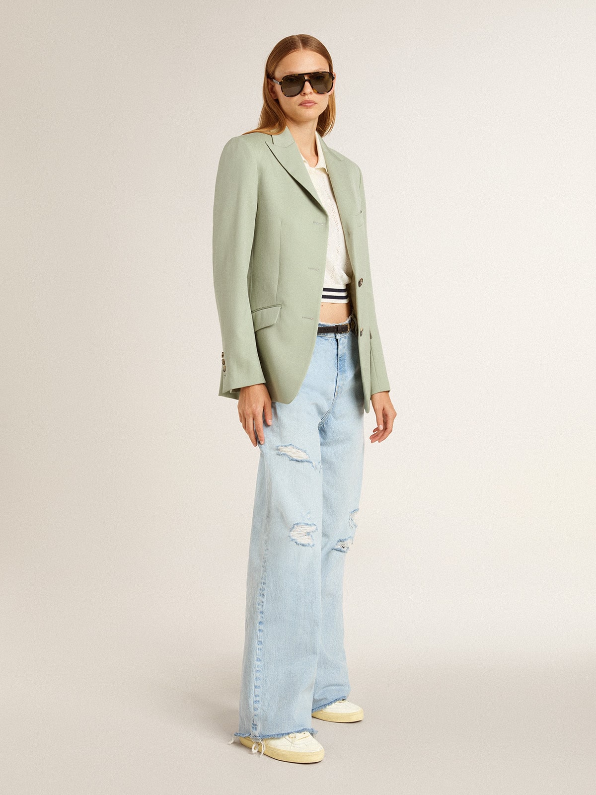 Soul Star in white nappa with metallic silver leather heel tab| Golden Goose