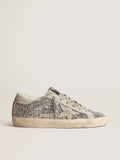 Women's Super-Star in silver glitter with ice-gray suede star| Golden Goose