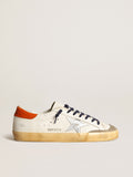 Super-Star Penstar with silver star and orange heel tab| Golden Goose