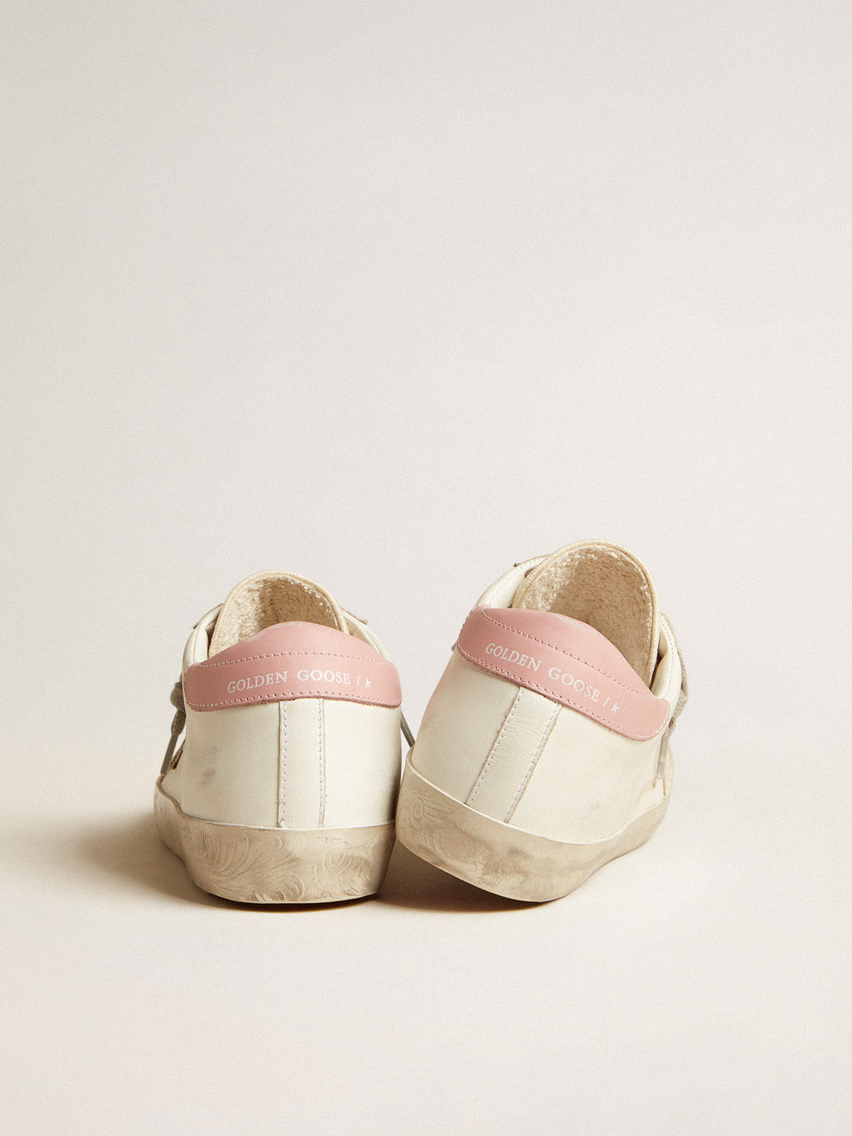 Super-Star LTD with beige suede star and pink heel tab| Golden Goose