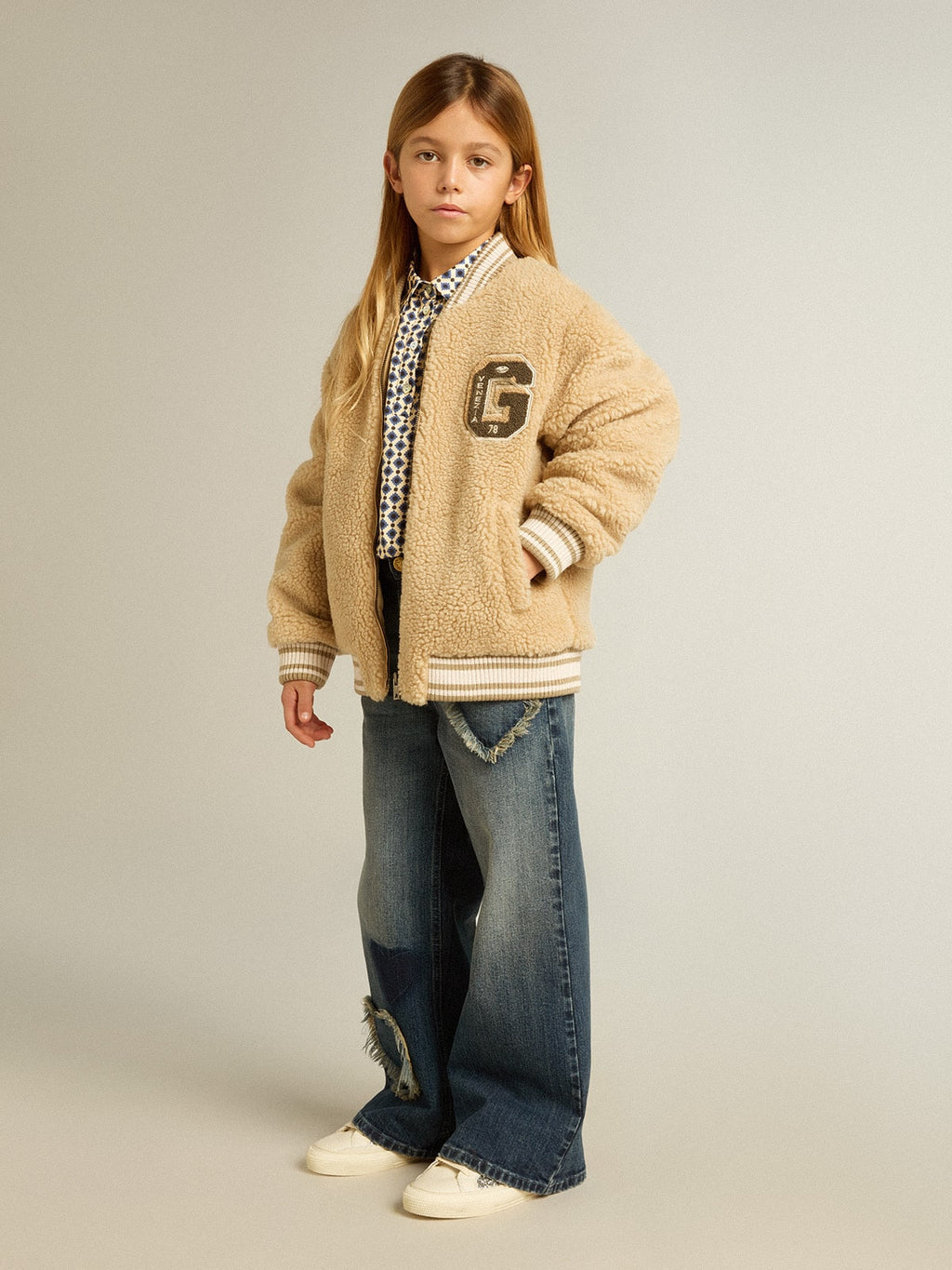 Girls' polo shirt with geometric print| Golden Goose