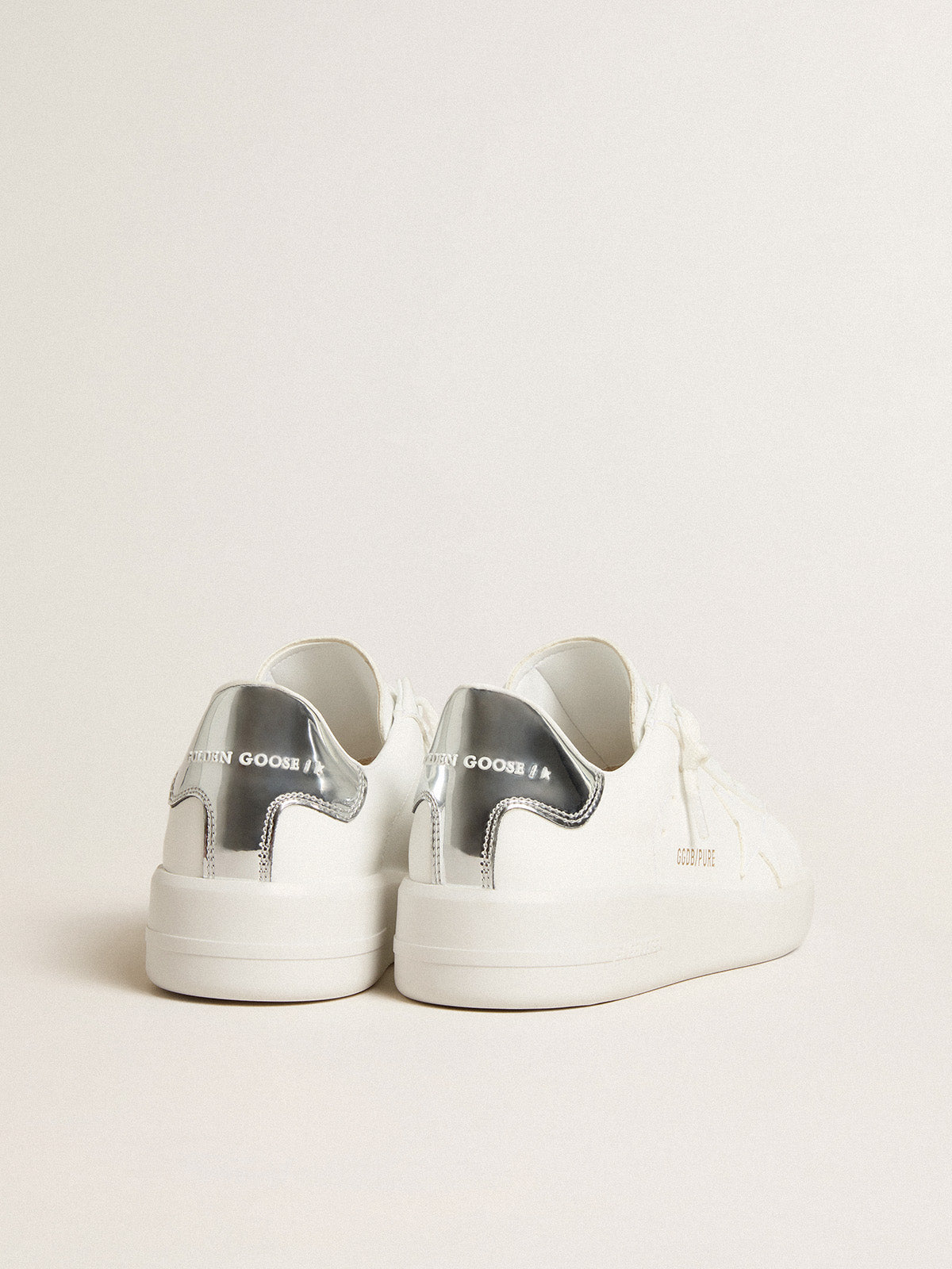 Women's bio-based Purestar with white star and mirror-effect heel tab| Golden Goose
