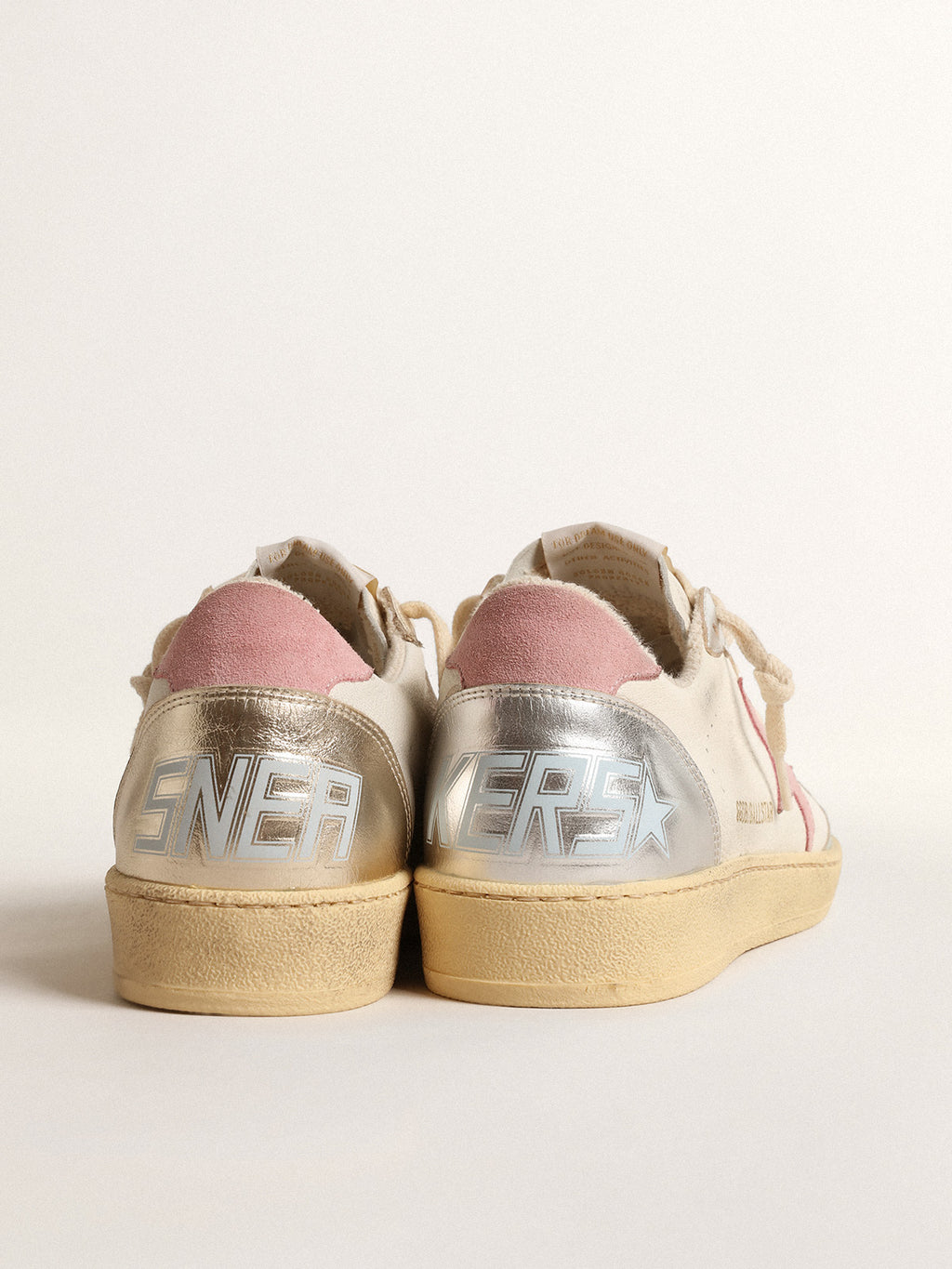 Ball Star with pink suede star and metallic leather inserts| Golden Goose