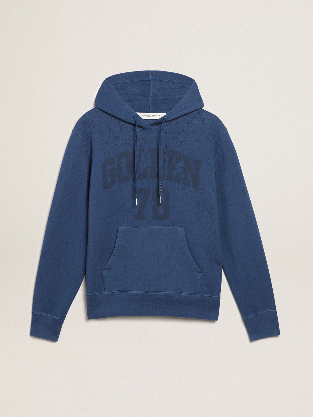 Men's midshipman blue sweatshirt with lettering| Golden Goose