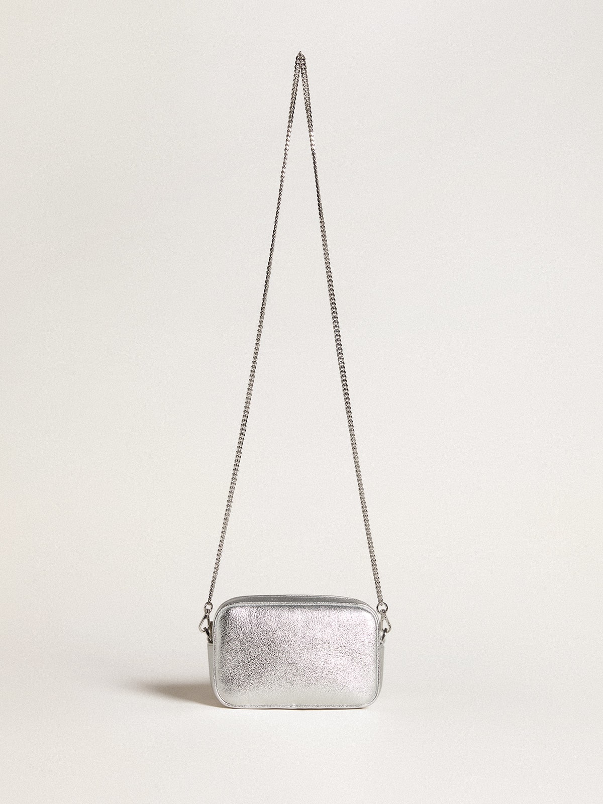 Mini Star Bag in silver metallic leather with Swarovski crystal star| Golden Goose