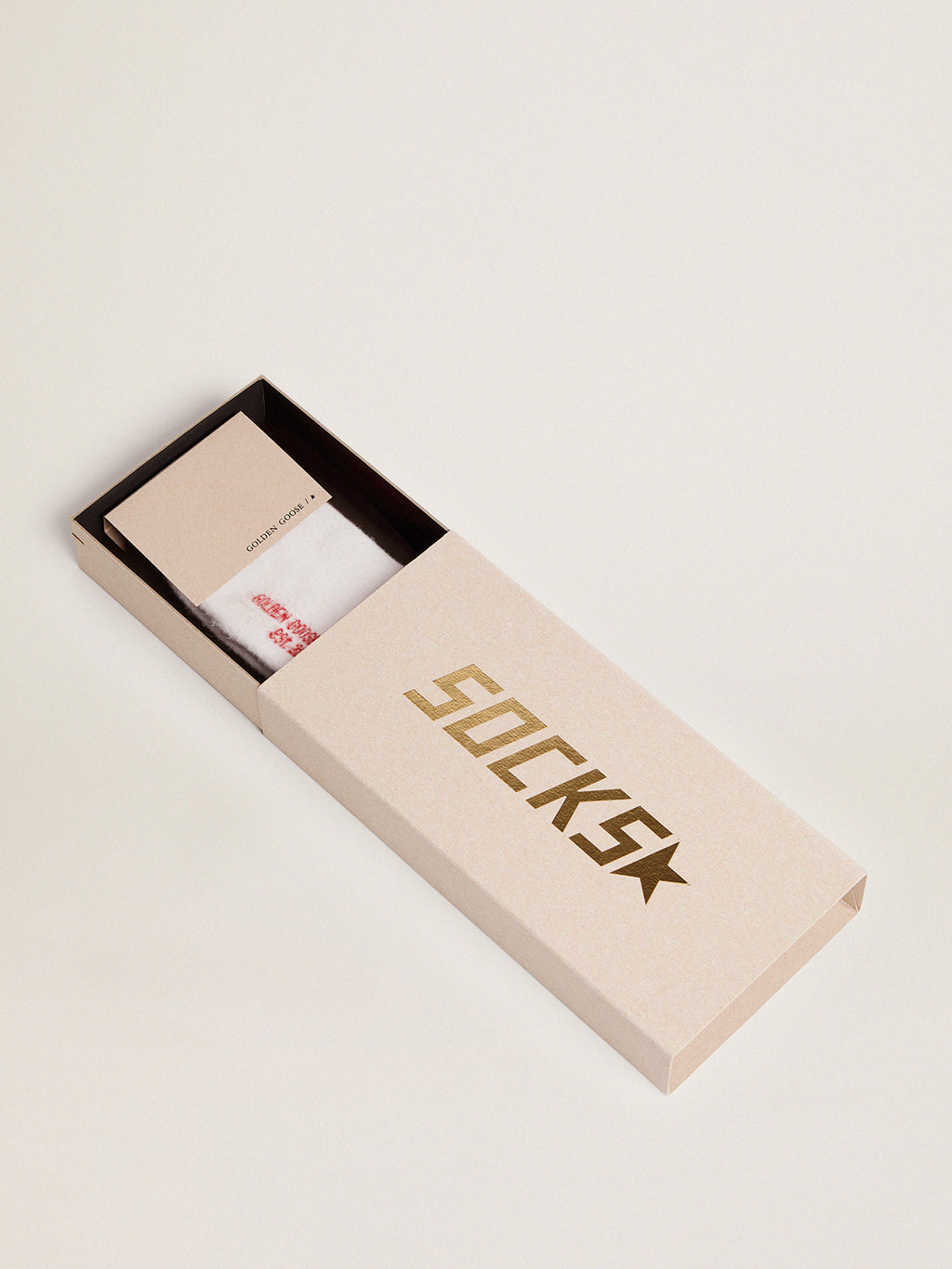 Cotton socks with distressed finishes, red stripes and logo| Golden Goose
