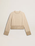 Women's boxy sweater in wool with hotfix crystal decoration| Golden Goose
