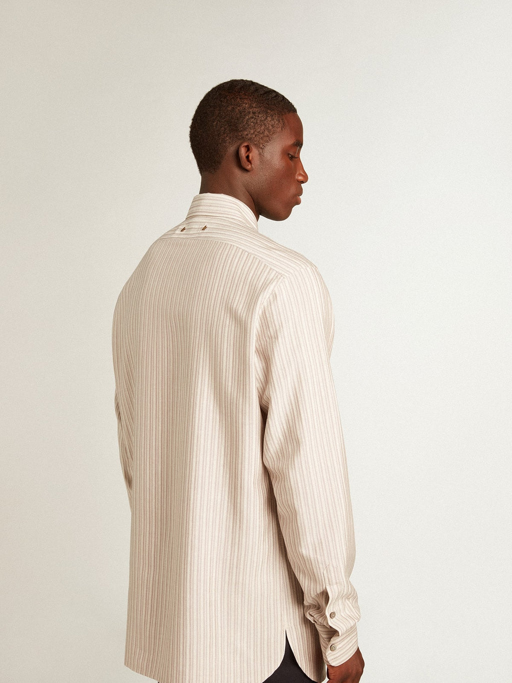 Men's viscose-blend linen shirt with striped pattern
