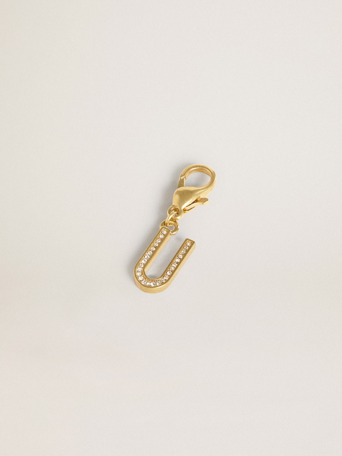 Letter U charm in gold-colored brass with crystals| Golden Goose