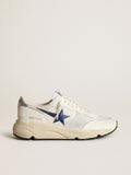 Running Sole in white mesh and nappa leather with a blue star| Golden Goose