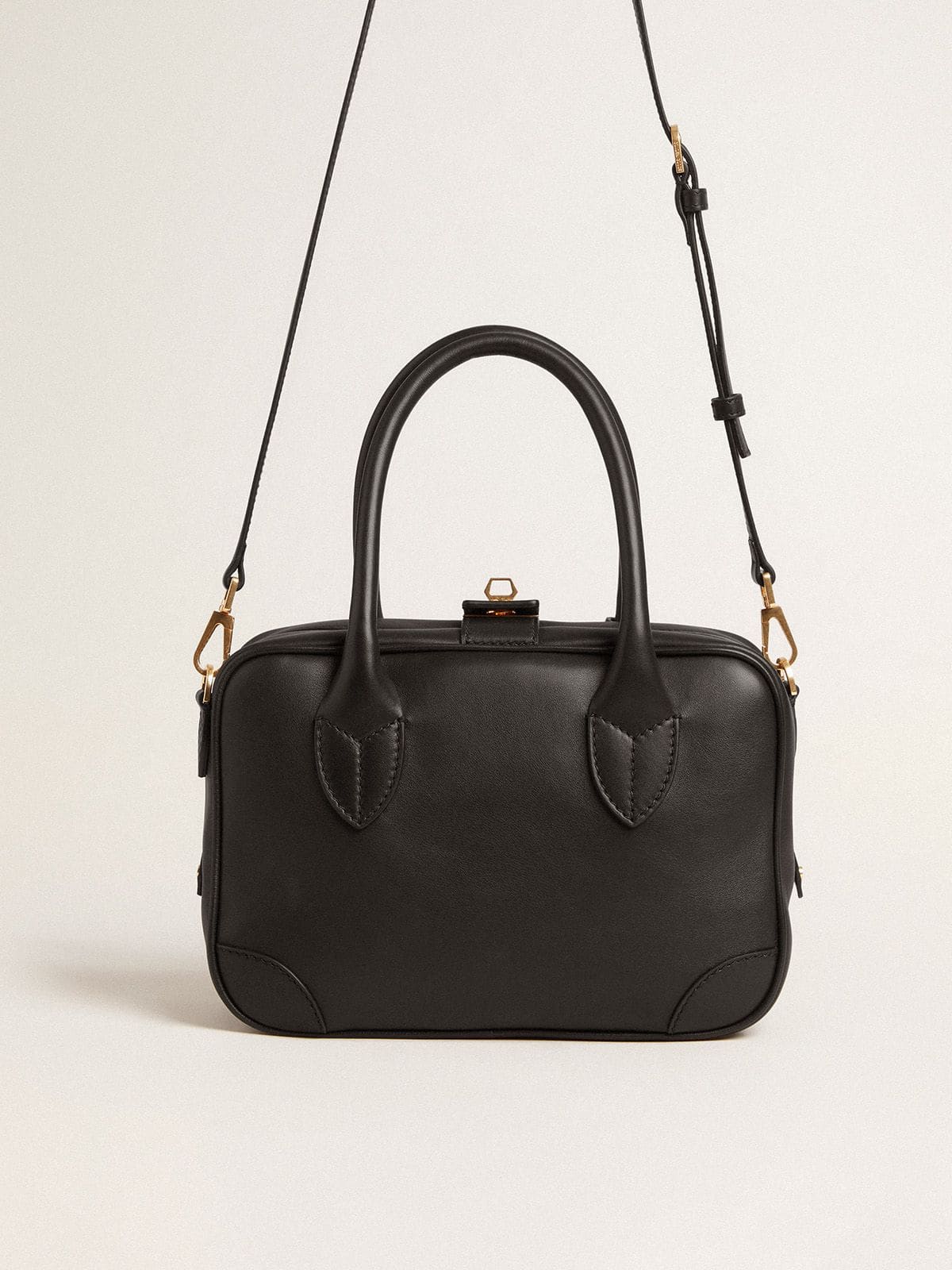 Vita Bag in smooth black leather with gold details| Golden Goose