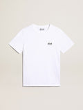 White T-shirt with contrasting black logo on the front| Golden Goose