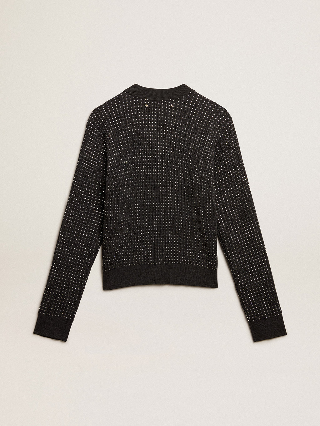 Round-neck sweater in merino wool with all-over crystals| Golden Goose