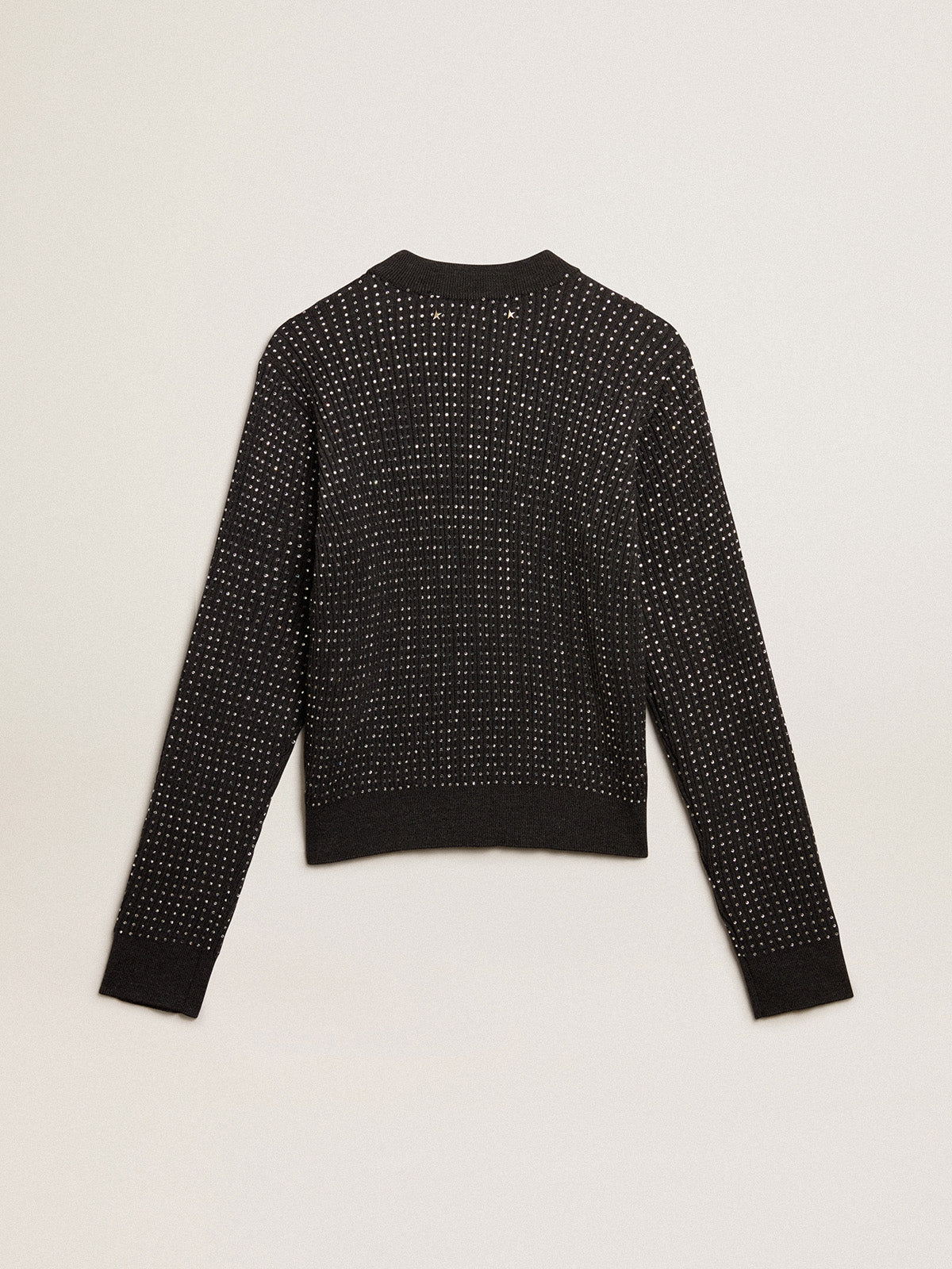 Round-neck sweater in merino wool with all-over crystals| Golden Goose