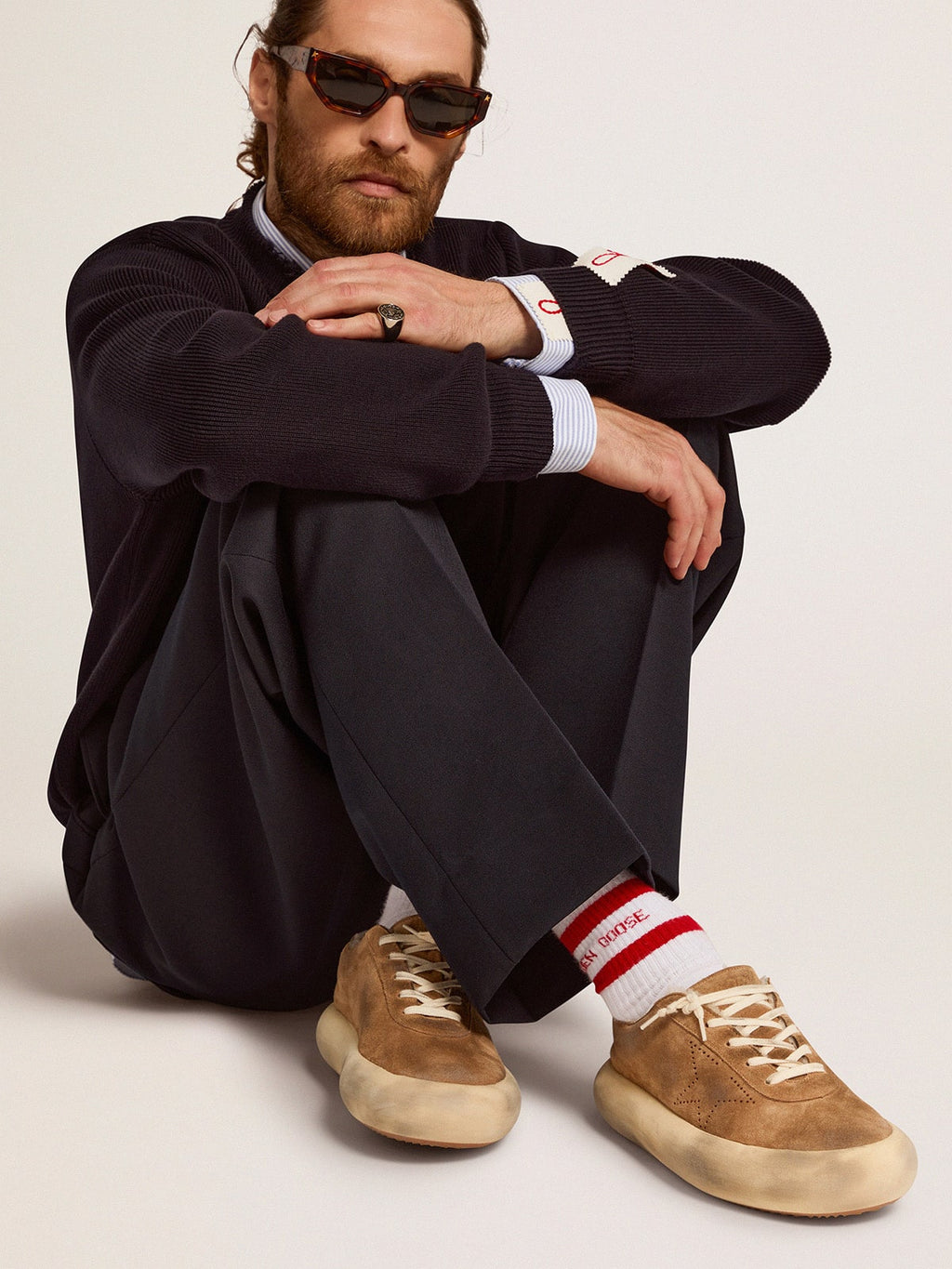 Men's Space-Star in tobacco-colored suede and shearling lining| Golden Goose