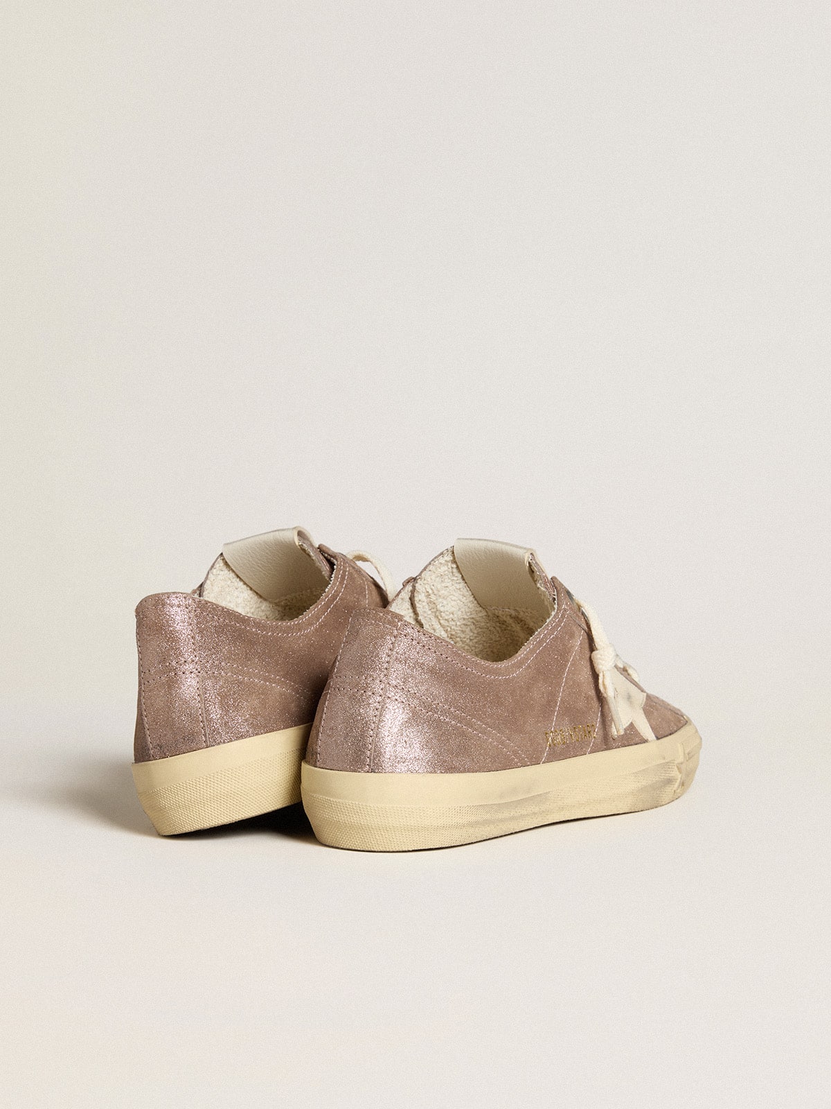 V-Star in light brown metallic suede with cream leather star| Golden Goose