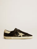 Men's Super-Star LTD in black patent leather with suede star and heel tab| Golden Goose