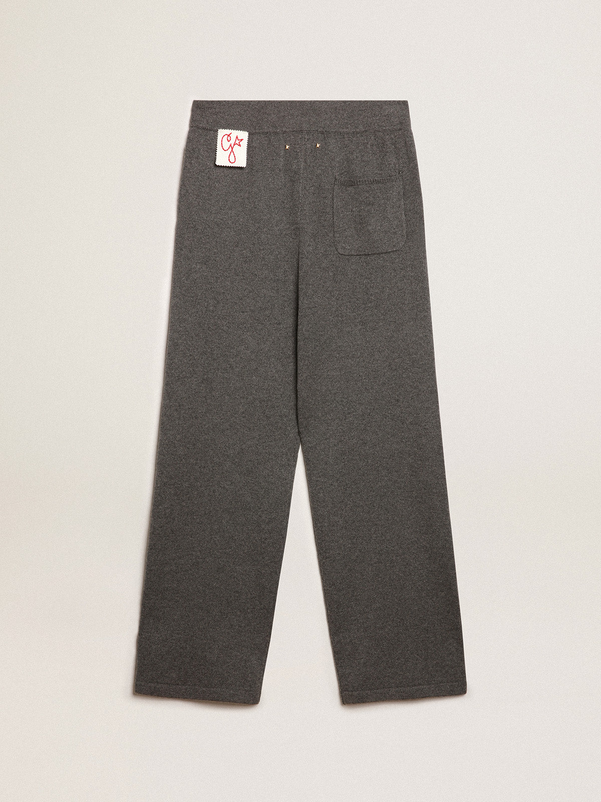 Men's gray melange cashmere blend joggers| Golden Goose