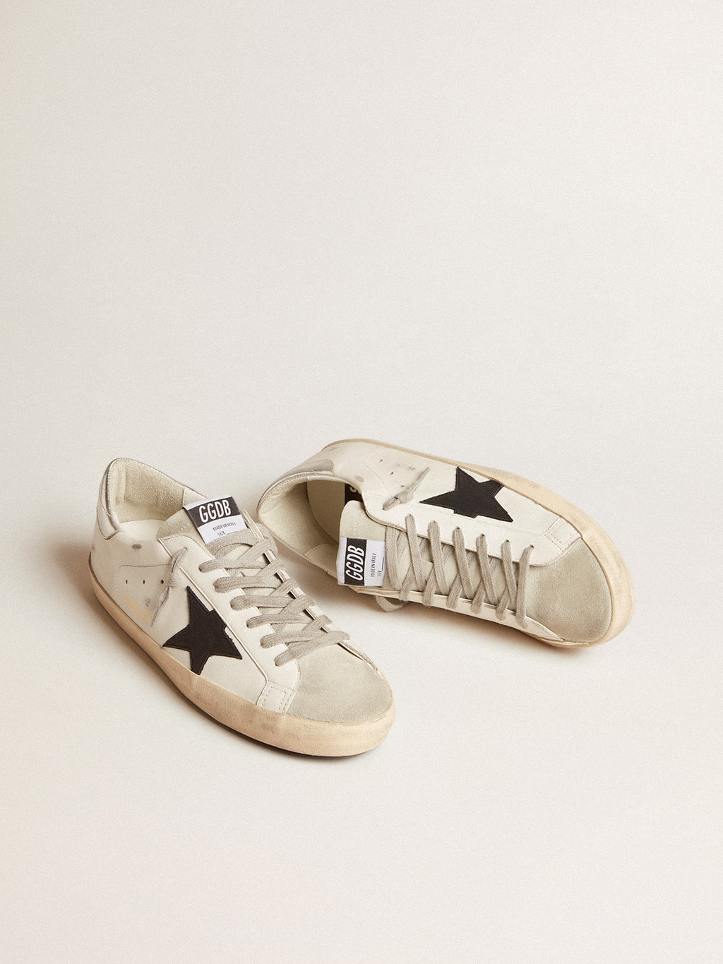 Men's Super-Star with black nubuck star and silver leather heel tab| Golden Goose
