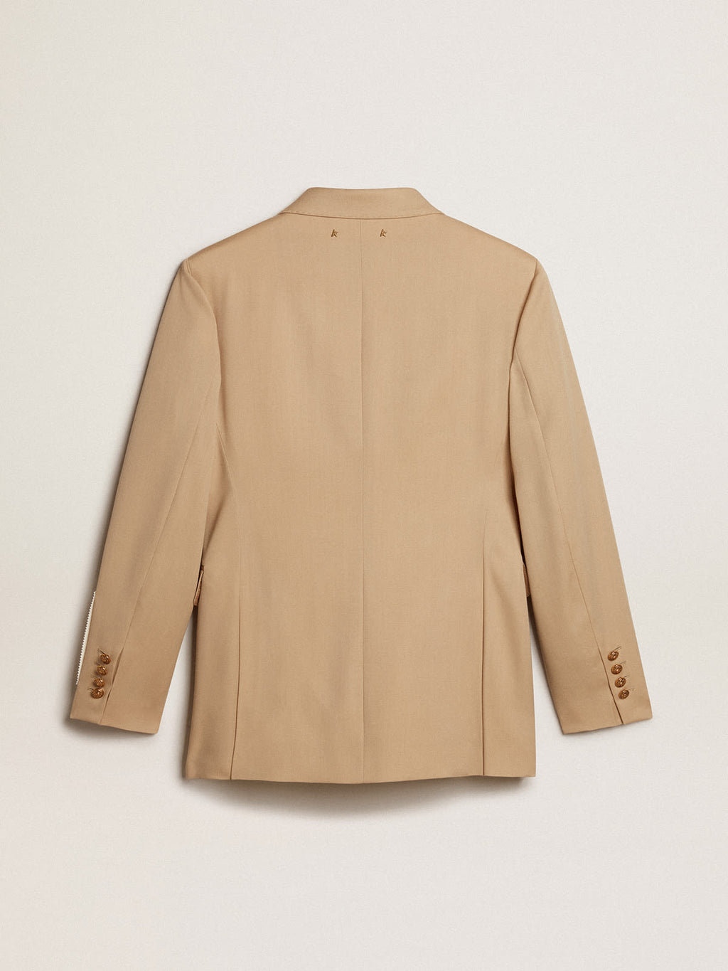 Women's double-breasted blazer in sand with gold heraldic buttons| Golden Goose
