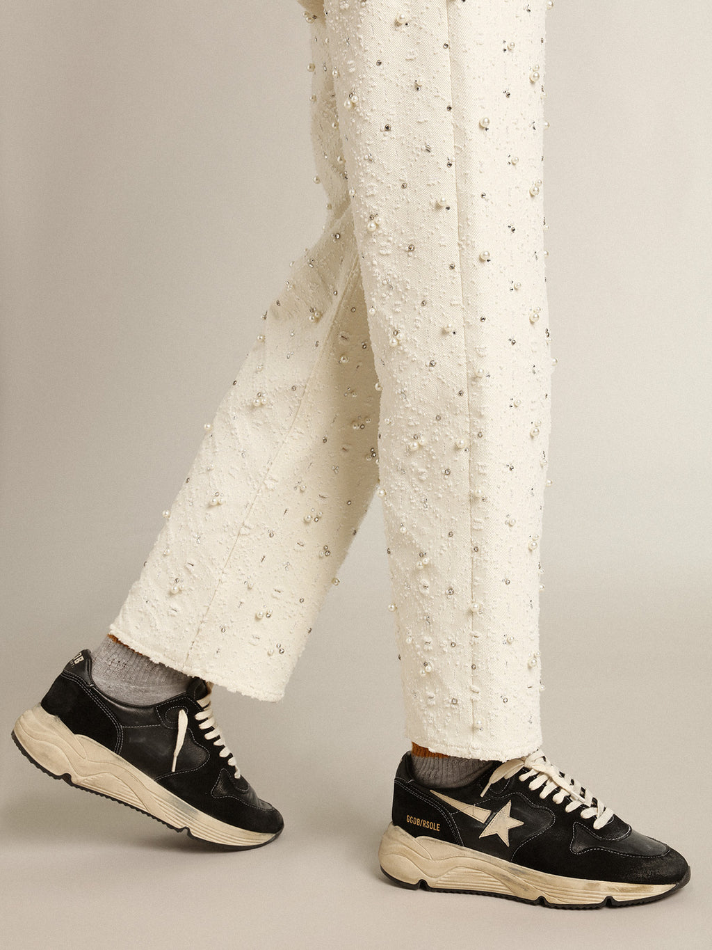 Women's Running Sole in black nappa and suede| Golden Goose